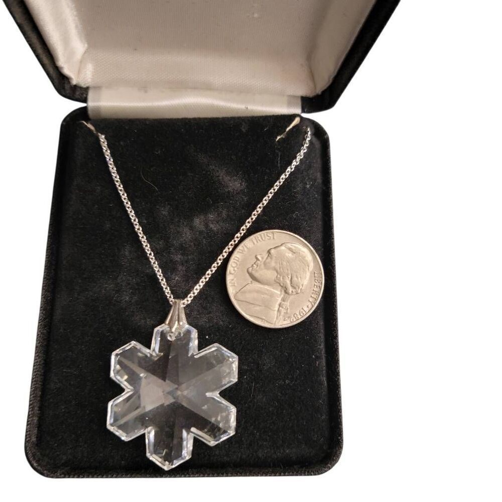 Vintage Austrian Crystal Sterling Silver Snowflake Daisy Flower Necklace Set - Picture 6 of 8